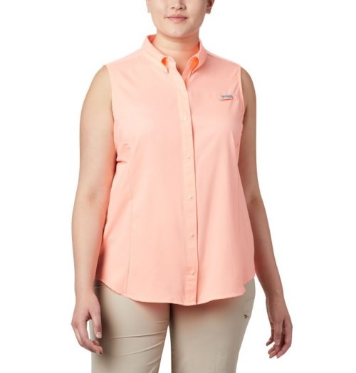 Women's Columbia PFG Tamiami Sleeveless Shirts Pink | Plus Size CA-LA6C5
